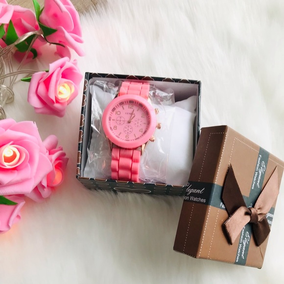 🎀Brand New Geneva Three Dials Baby Pink Strap Fashion Women’s Watch